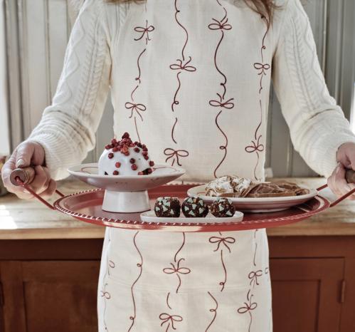 Förkläde - Rosett - Röd/Vit - L90 x B60 cm - www.frokenfraken.se