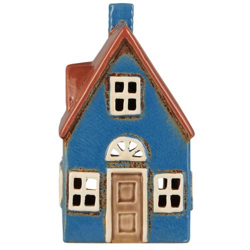 Hus för värmeljus - Nyhavn - Blått brun dörr - 16 cm - www.frokenfraken.se