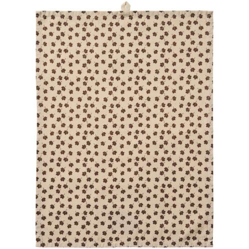 Kökshandduk - natur med bruna blad - 50 x 70 cm - www.frokenfraken.se