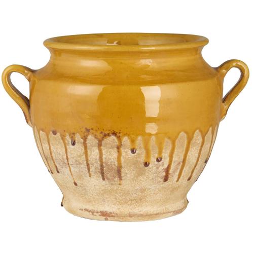 Kruka - gul droppglasyr - 28,5 cm - www.frokenfraken.se