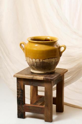 Kruka - gul droppglasyr - 28,5 cm - www.frokenfraken.se