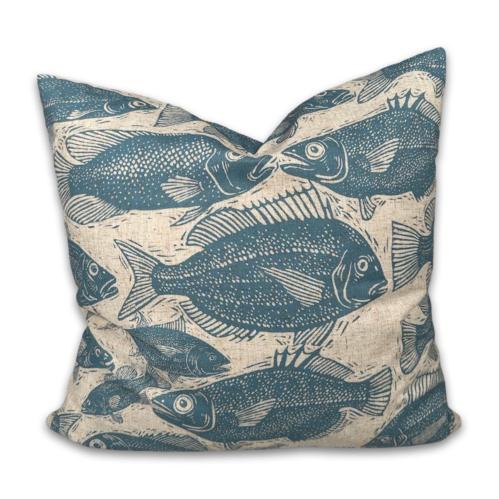 Kuddfodral - Fisk Blågrön - 45 x 45 cm - www.frokenfraken.se