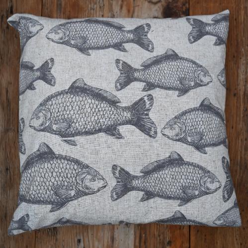 Kuddfodral - Fisk - Grå - 45 x 45 cm - www.frokenfraken.se