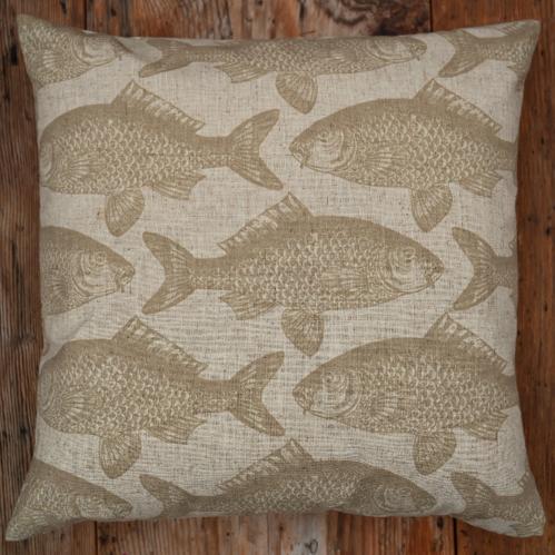 Kuddfodral - Fisk - Ocra - 45 x 45 cm - www.frokenfraken.se