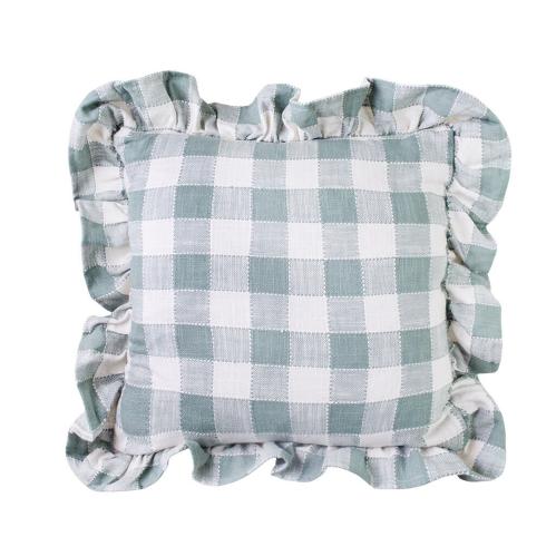 Kuddfodral - Ida Volang Rutig - Vit - Grön - L45 x B45 cm - www.frokenfraken.se