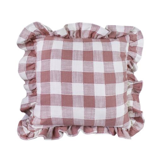 Kuddfodral - Ida Volang Rutig - Vit - Rosa - L45 x B45 cm - www.frokenfraken.se