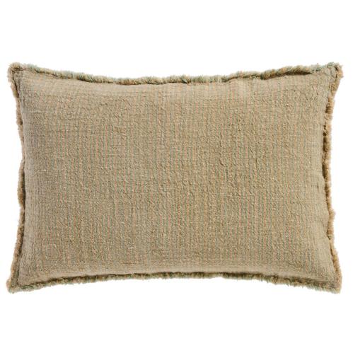 Kuddfodral - natur/grön med fransar - 40 x 60 cm - www.frokenfraken.se