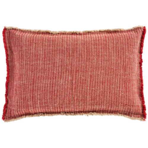 Kuddfodral - natur/röd med fransar - 40 x 60 cm - www.frokenfraken.se