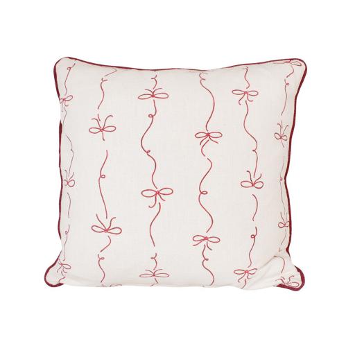 Kuddfodral - Rosett - Röd/Vit - L45 x B45 cm - www.frokenfraken.se