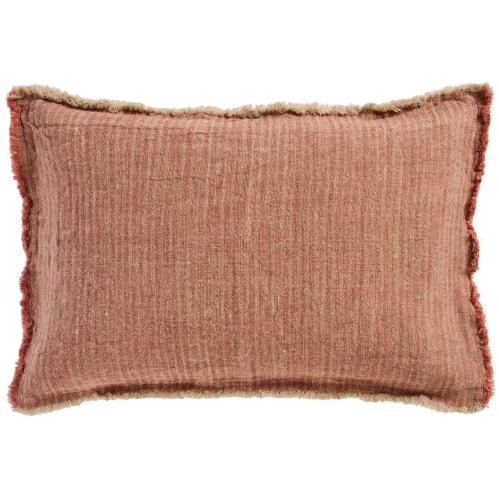Kuddfodral - rost/rosa med fransar - 40 x 60 cm - www.frokenfraken.se