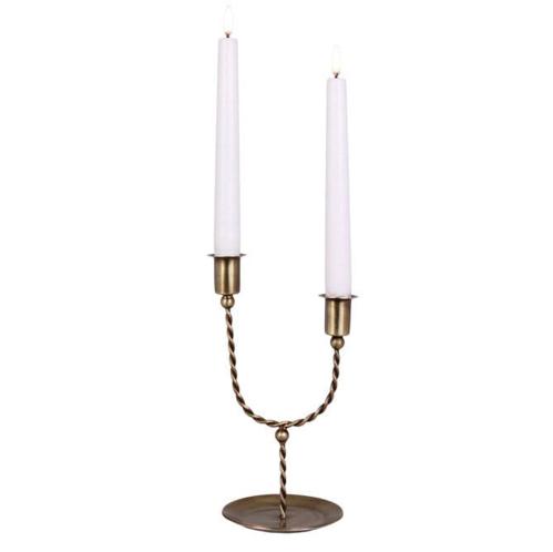 Ljusstake - Estelle - 2-armad - Antik Mässing - Ø10 x H23 cm - www.frokenfraken.se