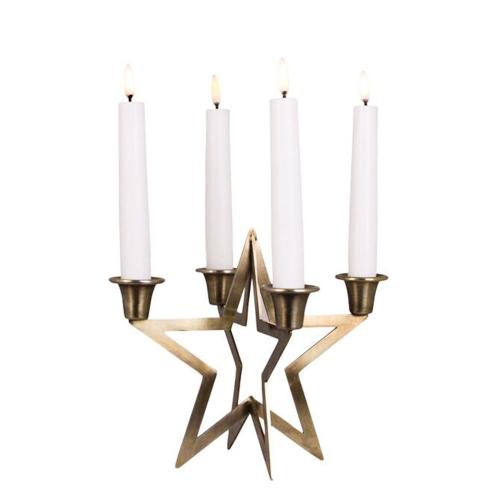 Ljusstake - Stjärna - Antik Mässing - L18 x B21 cm - www.frokenfraken.se
