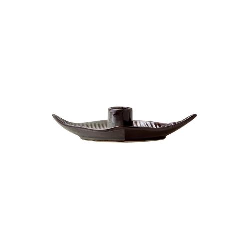 Ljusstake - Ville Löv - Brun/elfenben - 17 x 7 x 4 cm - www.frokenfraken.se