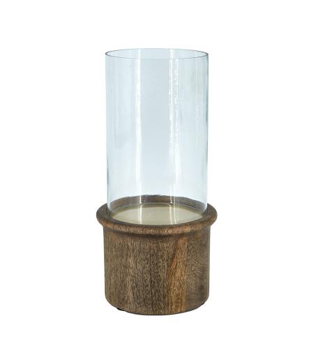 Lykta - Träfot med Cylinderglas - 31 cm - www.frokenfraken.se