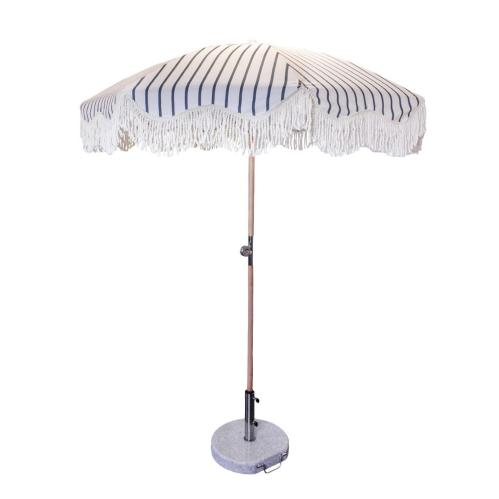 Parasoll - Randig - Offwhite/Blå - Vit - Ø175 x H220 cm - www.frokenfraken.se