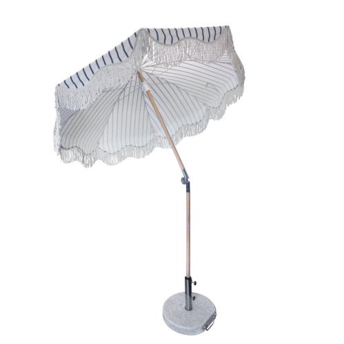 Parasoll - Randig - Offwhite/Blå - Vit - Ø175 x H220 cm - www.frokenfraken.se