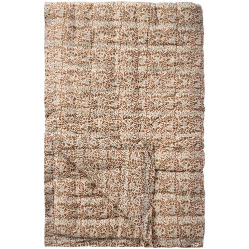Pläd - brunt lövmönster - 130 x 170 cm - www.frokenfraken.se