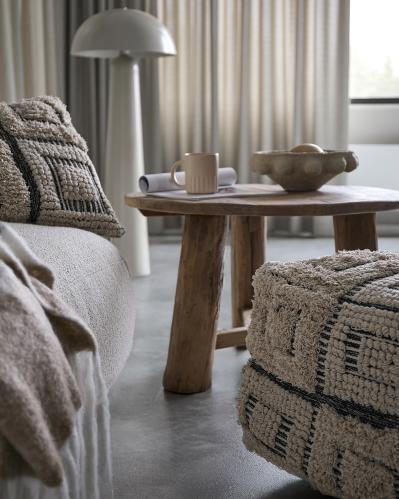 Sittpuff - Elfenben/svart - 60 x 60 x 40 cm - www.frokenfraken.se