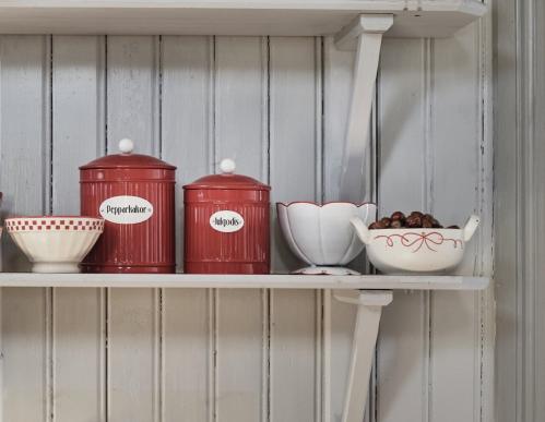 Skål - Viola Rosett - Röd/Vit - 8-pack - 18 x 14,3 x 9 cm - www.frokenfraken.se