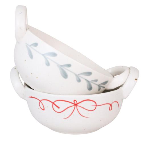 Skål - Viola Rosett - Röd/Vit - 8-pack - 18 x 14,3 x 9 cm - www.frokenfraken.se