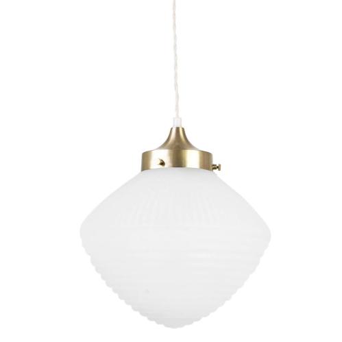 Taklampa - Alfred m. Tvinnad Sladd - Mässing, Vit - Ø24 x H30 cm - www.frokenfraken.se