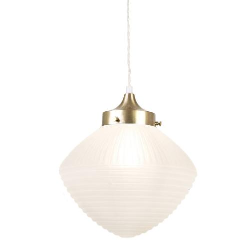 Taklampa - Alfred m. Tvinnad Sladd - Mässing, Vit - Ø24 x H30 cm - www.frokenfraken.se