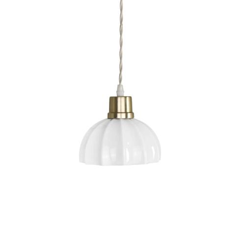Taklampa Doris Opal - Vit - Antik Mässing - Ø15,5 x H16 cm - www.frokenfraken.se