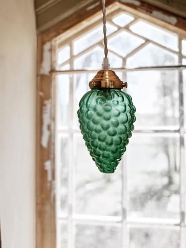 Taklampa - Druva - Mässing/Grön - Ø10 x H23 cm - www.frokenfraken.se