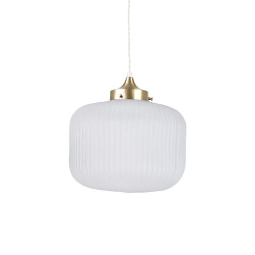 Taklampa - Eli m. Tvinnad Sladd - Stor - Mässing, Vit - Ø32 x H33,5 cm - www.frokenfraken.se