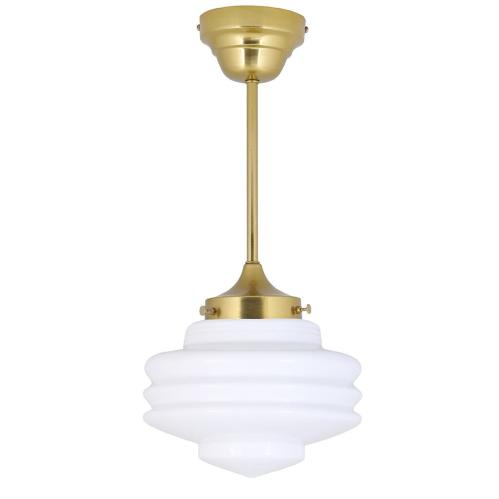 Taklampa m. Stång - Valter - Mässing/Vit - Ø20 x H49 cm - www.frokenfraken.se