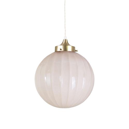 Taklampa - Marit m. Tvinnad Sladd - Stor - Mässing, Beige - Ø30 x H38 cm - www.frokenfraken.se