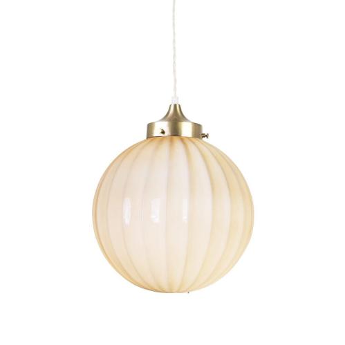 Taklampa - Marit m. Tvinnad Sladd - Stor - Mässing, Beige - Ø30 x H38 cm - www.frokenfraken.se