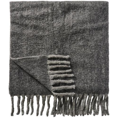 Ullpläd - grå med fransar - 130 x 170 cm - www.frokenfraken.se