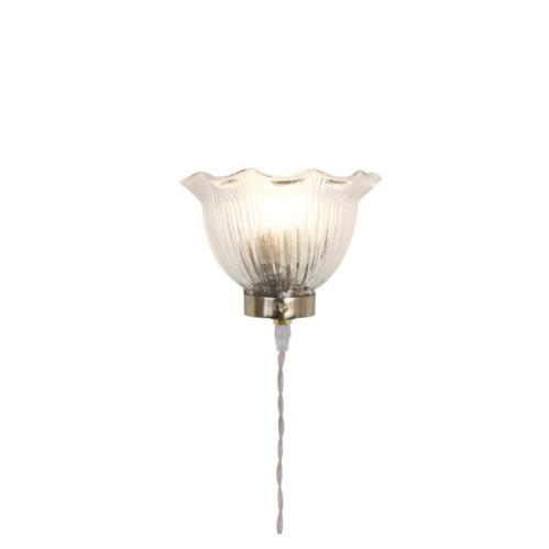 Vägglampa - Greta - Vågig - Mässing/Transparent - B17 x H13,5 x D8 cm - www.frokenfraken.se