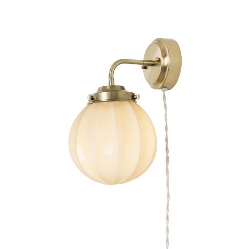 Vägglampa - Marit - Liten - Mässing, Beige - Ø16 x H29 x D21 cm - www.frokenfraken.se