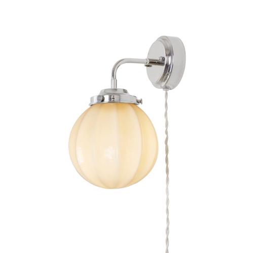 Vägglampa - Marit - Liten - Silver, Beige - Ø16 x H29 x D21 cm - www.frokenfraken.se