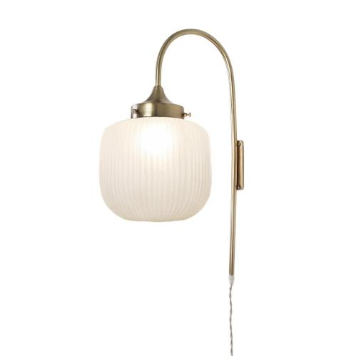 Vägglampa - Rundad - Eli - Liten - Mässing, Vit - Ø22 x L29 x H57 cm - www.frokenfraken.se