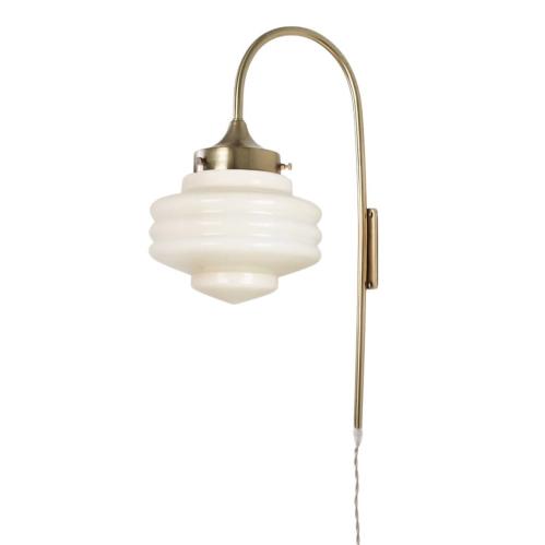 Vägglampa Rundad - Valter - Mässing/Beige - Ø20 x H56 x D31 cm - www.frokenfraken.se