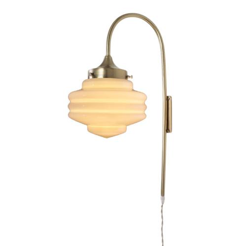 Vägglampa Rundad - Valter - Mässing/Beige - Ø20 x H56 x D31 cm - www.frokenfraken.se