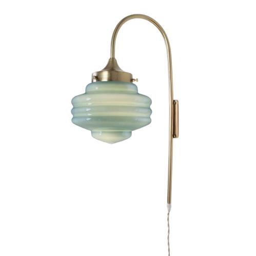 Vägglampa Rundad - Valter - Mässing/Grön - Ø20 x H56 x D31 cm - www.frokenfraken.se