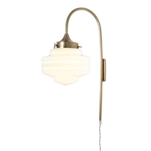 Vägglampa Rundad - Valter - Mässing/Vit - Ø20 x H56 x D31 cm - www.frokenfraken.se