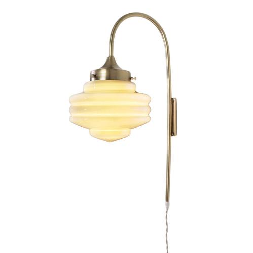 Vägglampa Rundad - Valter - Mässing/Vit - Ø20 x H56 x D31 cm - www.frokenfraken.se