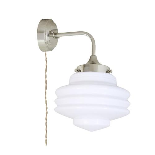 Vägglampa - Valter - Nickel/Opal Vit - Ø20 x H31 x D28 cm - www.frokenfraken.se