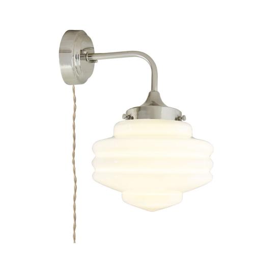 Vägglampa - Valter - Nickel/Opal Vit - Ø20 x H31 x D28 cm - www.frokenfraken.se