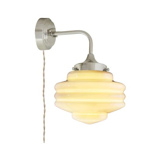 Vägglampa - Valter - Nickel/Opal Vit - Ø20 x H31 x D28 cm - www.frokenfraken.se