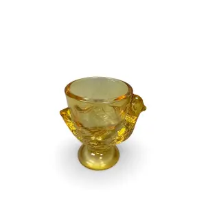 Äggkopp i glas - Höna Bärnsten - 6,5 x 7 x 5 cm - www.frokenfraken.se