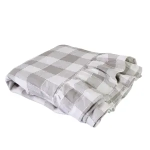 Duk - Rutig med volangkant - Beige/Vit - 150 x 250 cm - www.frokenfraken.se