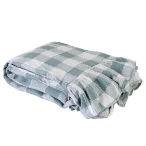 Duk - Rutig med volangkant - Grön/Vit - 150 x 250 cm - www.frokenfraken.se