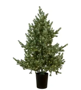 Gran i kruka med belysning - Gröngrå - 120 cm - www.frokenfraken.se