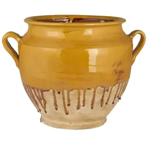 Kruka - gul droppglasyr - 33 cm - www.frokenfraken.se
